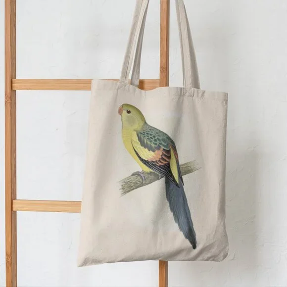 Regent Parrot Vintage Print Graphic Canvas Tote Bag - Picture 5 of 5